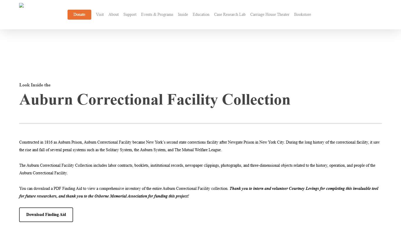 Auburn Correctional Facility Collection - Cayuga Museum of History and Art